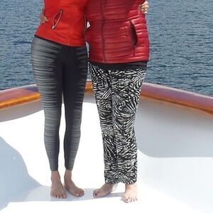 Lafayette 148 Stanton Sateen Black White Palm Printed Pants 10